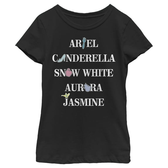 Girl's Disney Character Symbols Graphic Tee Black Large