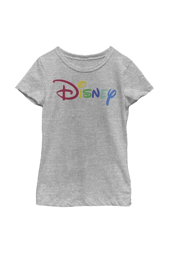 Girl's Disney Classic Multicolored Logo Graphic Tee Athletic Heather Small