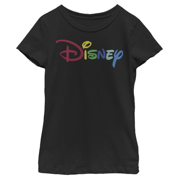 Girl's Disney Classic Multicolored Logo Graphic Tee Black Medium