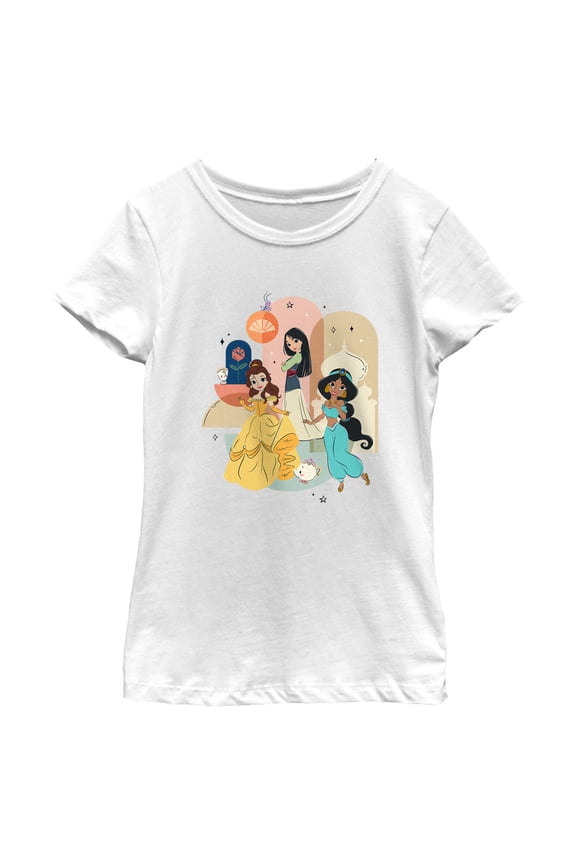 Girl's Disney Cute Trio Pose Graphic Tee White Large