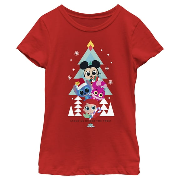 Girl's Disney Doorables Christmas Stack us Under the Tree Graphic Tee Red X Large