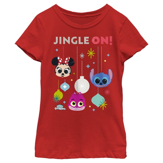 Girl's Disney Doorables Jingle On Graphic Tee Red X Small
