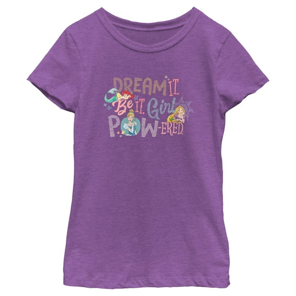 Girl's Disney Dream It Girl Powered  Graphic Tee Purple Berry Medium
