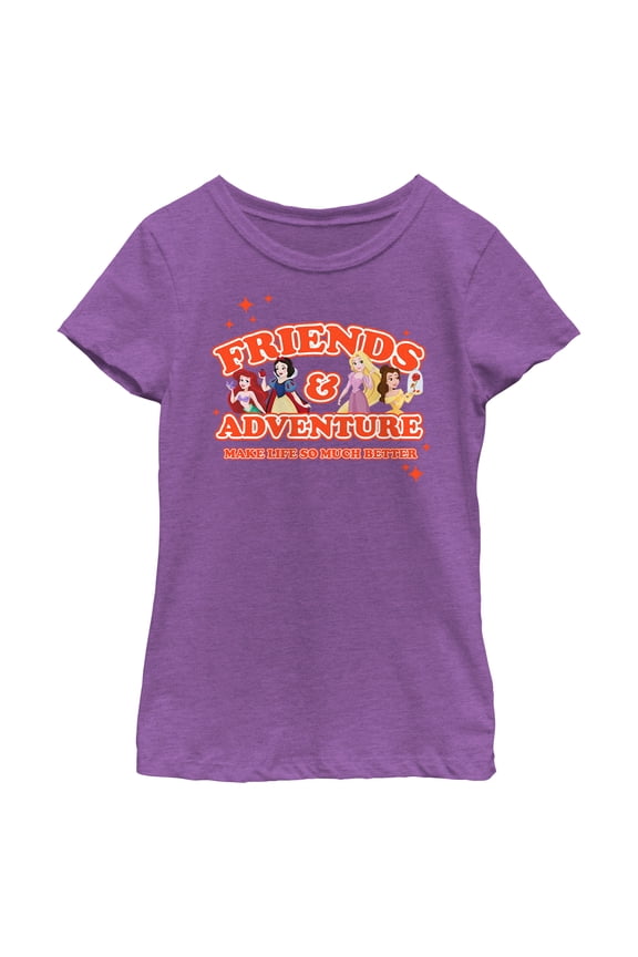 Girl's Disney Friends & Adventure Graphic Tee Purple Berry Large