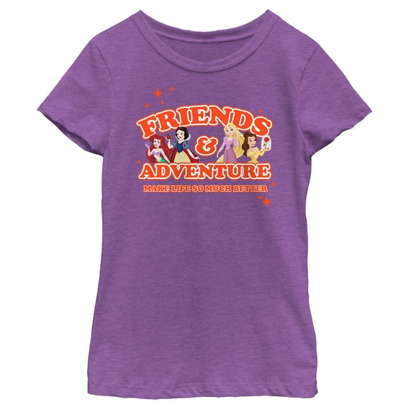 Girl's Disney Friends & Adventure  Graphic Tee Purple Berry Medium