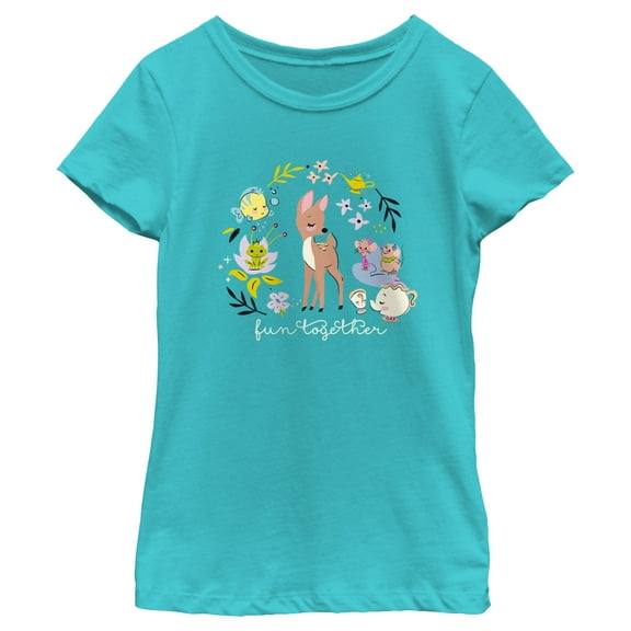 Girl's Disney Fun Together  Graphic Tee Tahiti Blue Medium