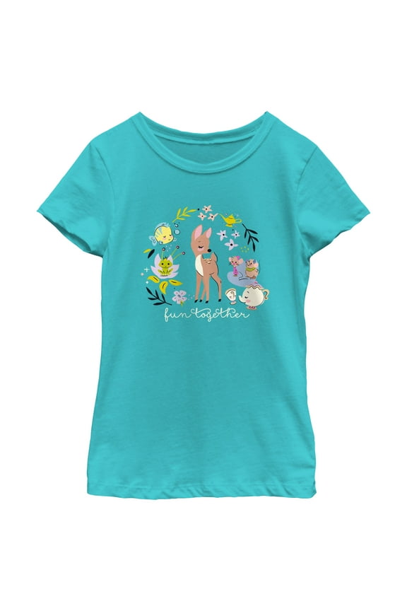 Girl's Disney Fun Together Graphic Tee Tahiti Blue X Large