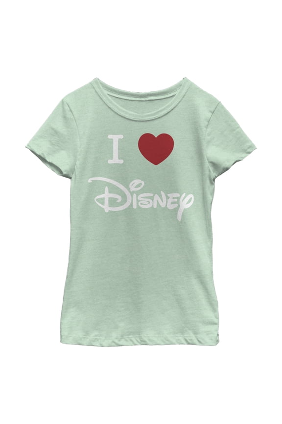 Girl's Disney I Heart Logo Graphic Tee Mint Large