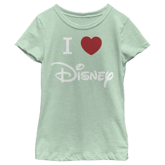 Girl's Disney I Heart Logo Graphic Tee Mint Small