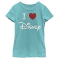 thumbnail image 1 of Girl's Disney I Heart Logo Graphic Tee Tahiti Blue Medium, 1 of 4