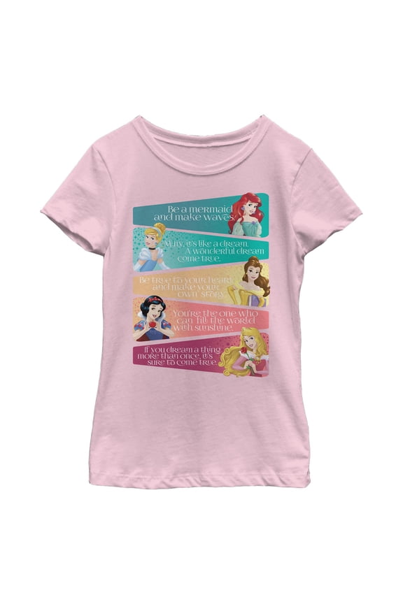 Girl's Disney Princess Advice Graphic Tee Light Pink X Large