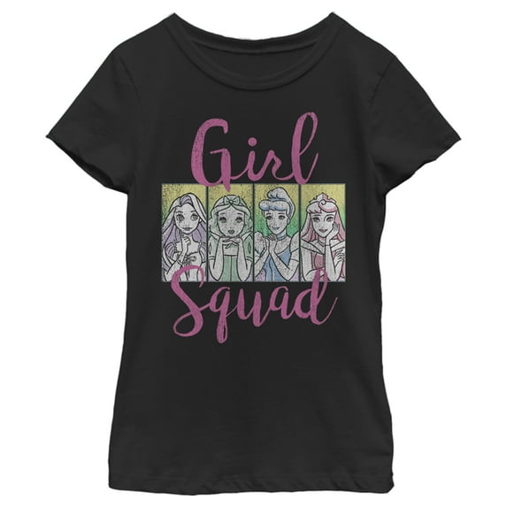 Girl's Disney Princess Girl Squad Graphic Tee Black Large