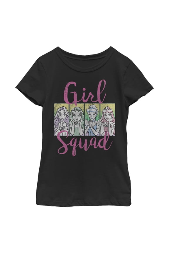 Girl's Disney Princess Girl Squad Graphic Tee Black Small