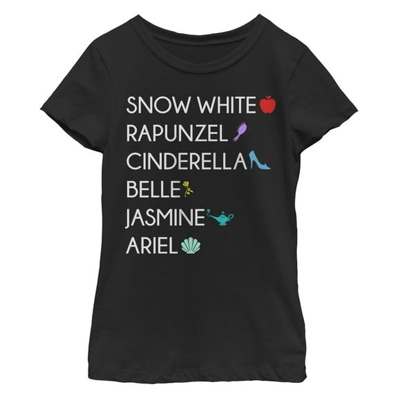 Girl's Disney Princess Items Graphic Tee Black Small