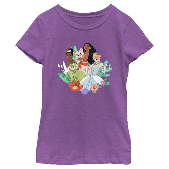Girl's Disney Princess Trio Doodles Graphic Tee Purple Berry X Small