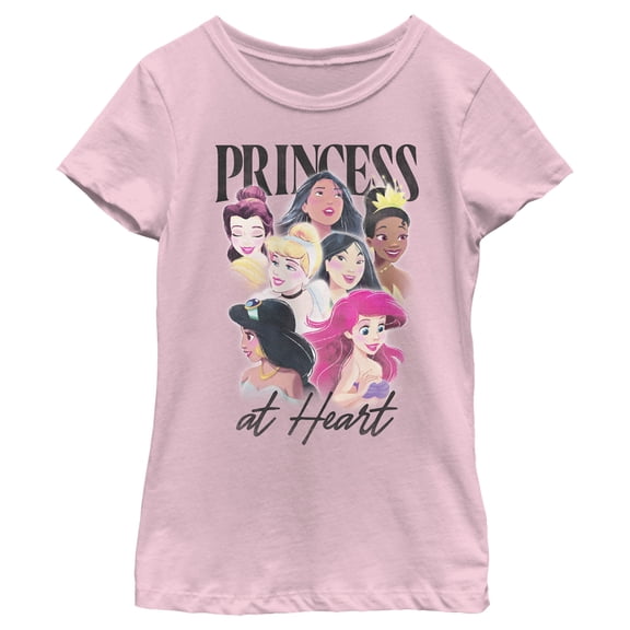 Girl's Disney Princess at Heart Graphic Tee Light Pink X Large