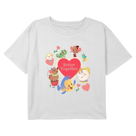 Girl's Disney Princesses Better Together Friends Graphic Cropped T-Shirt