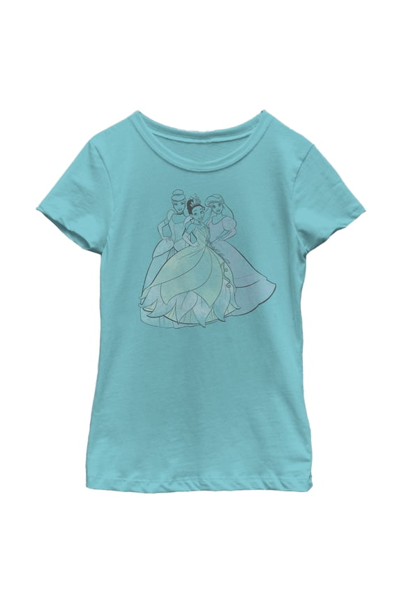 Girl's Disney Princesses Coloring Book Graphic Tee Tahiti Blue X Small