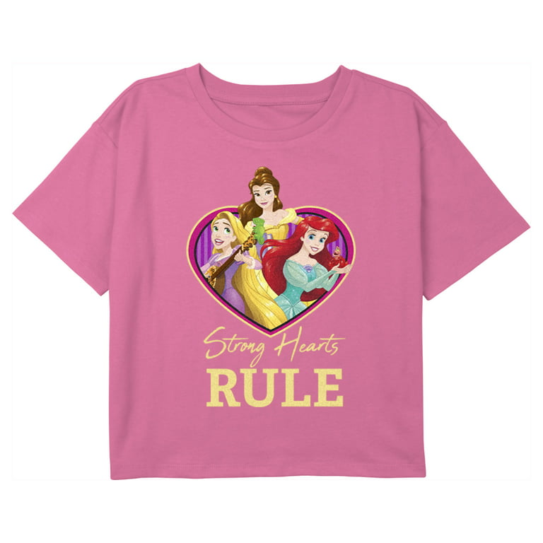 Girl's Disney Princesses Valentine's Day Princesses Strong Hearts Rule  Graphic Tee Light Pink X Small