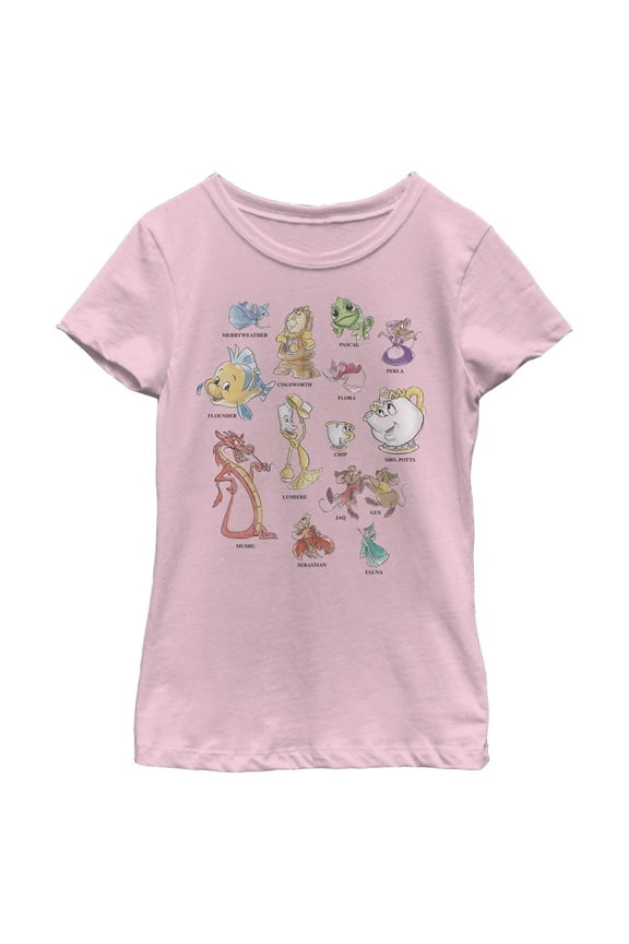 Girl's Disney Sidekicks Sketch  Graphic Tee Light Pink Large