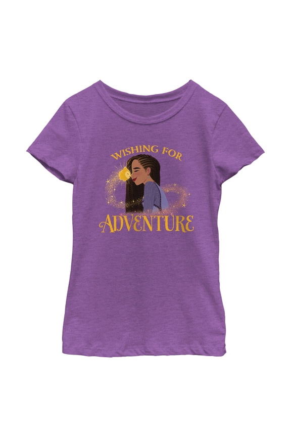 Girl's Disney Wish Asha Wishing For Adventure T-Shirt - Purple Berry - Medium