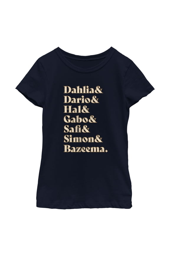Girl's Disney Wish Character Name Stack T-Shirt - Navy Blue - Small