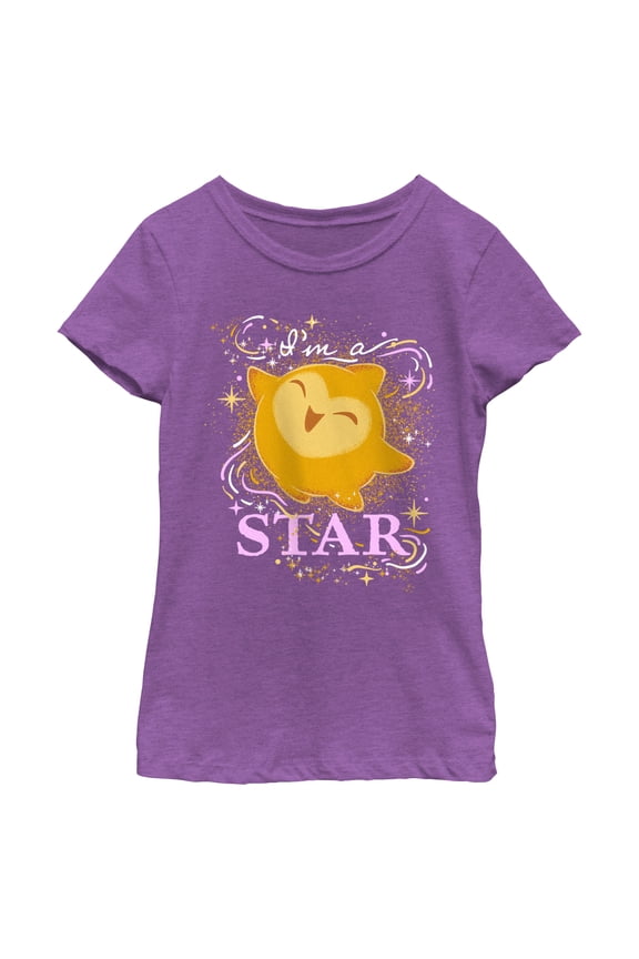 Girl's Disney Wish I'm a Star T-Shirt - Purple Berry - X Large