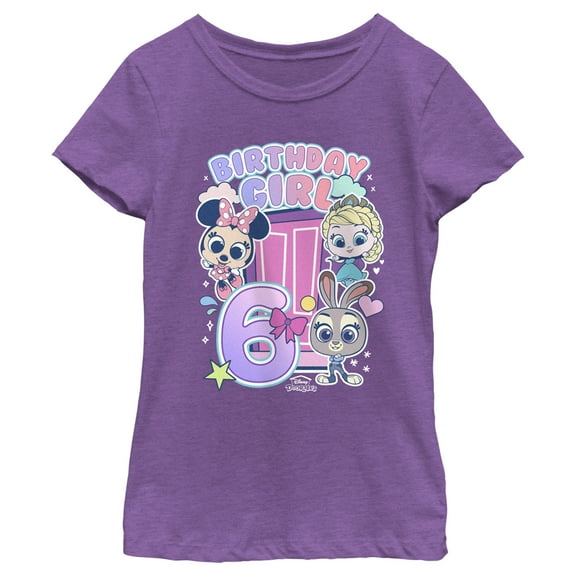 Girl's Doorables Birthday Girl 6 Graphic Tee Purple Berry Small