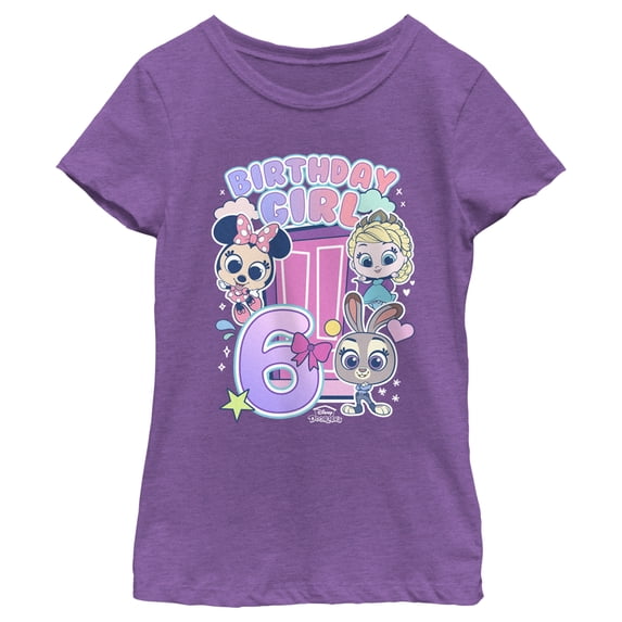 Girl's Doorables Birthday Girl 6 Graphic Tee Purple Berry X Large