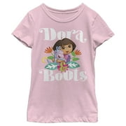 Girls Dora the Explorer Hugging Dora and Boots Graphic Tee Light Pink Small