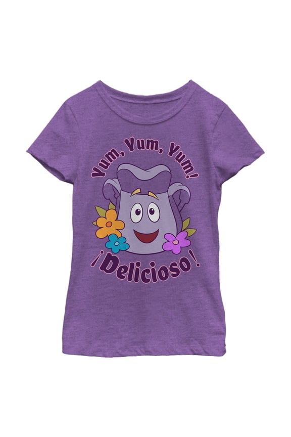 Girl's Dora the Explorer Yum Yum Delicioso Graphic Tee Purple Berry X Small