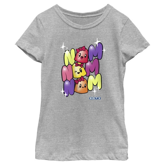 Girl's Dots Nom Nom Nom  Graphic Tee Athletic Heather Medium