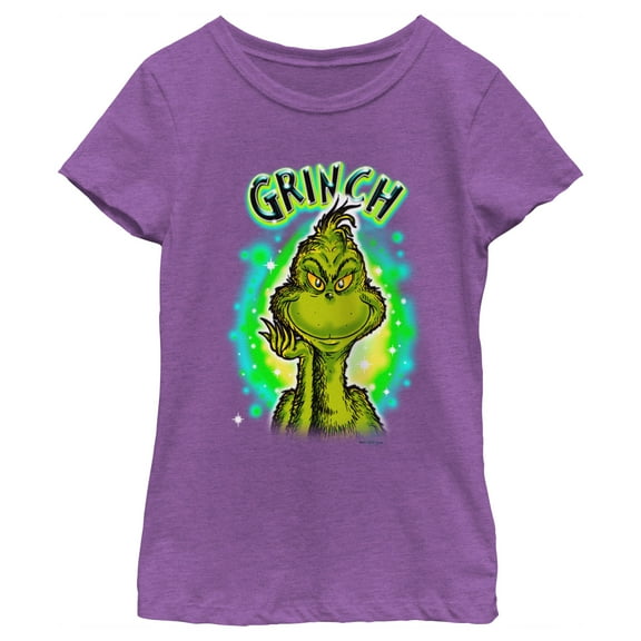 Girl's Dr. Seuss Airbrush Grinch  Graphic T-Shirt