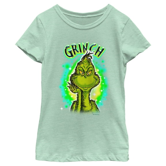Girl's Dr. Seuss Airbrush Grinch  Graphic T-Shirt