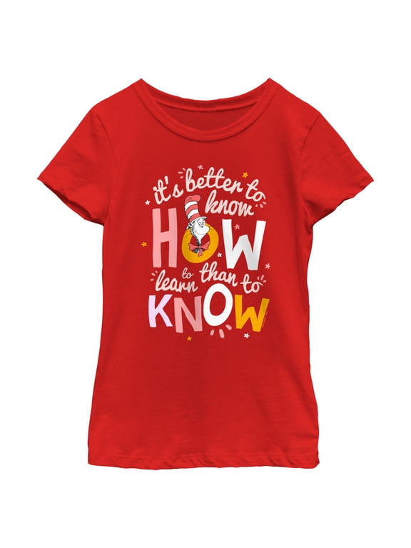 Girl's Dr. Seuss Cat in the Hat It's Better to Know Quote Graphic T-Shirt