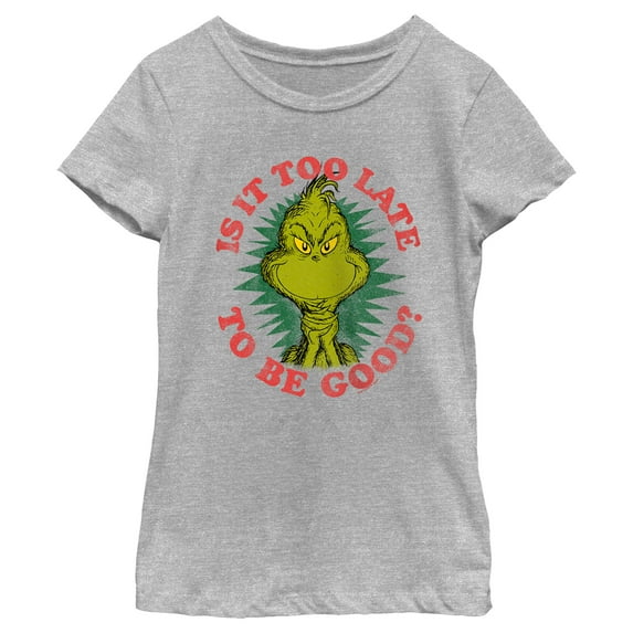 Girl's Dr. Seuss Christmas Grinch Is it too Late Graphic T-Shirt