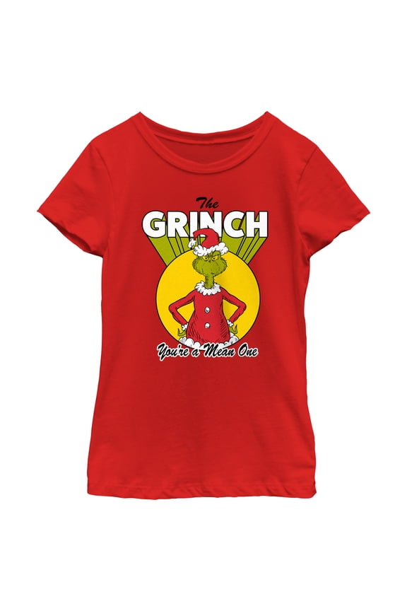 Girl's Dr. Seuss Christmas Grinch You're a Mean One Graphic T-Shirt