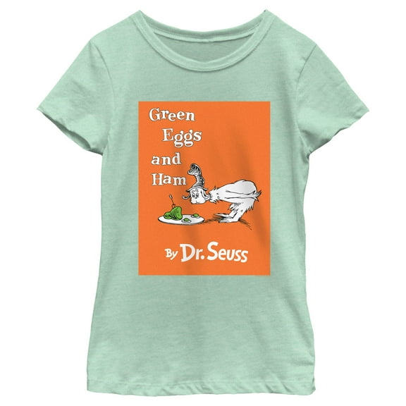 Girl's Dr. Seuss Green Eggs and Ham Book Cover Graphic T-Shirt