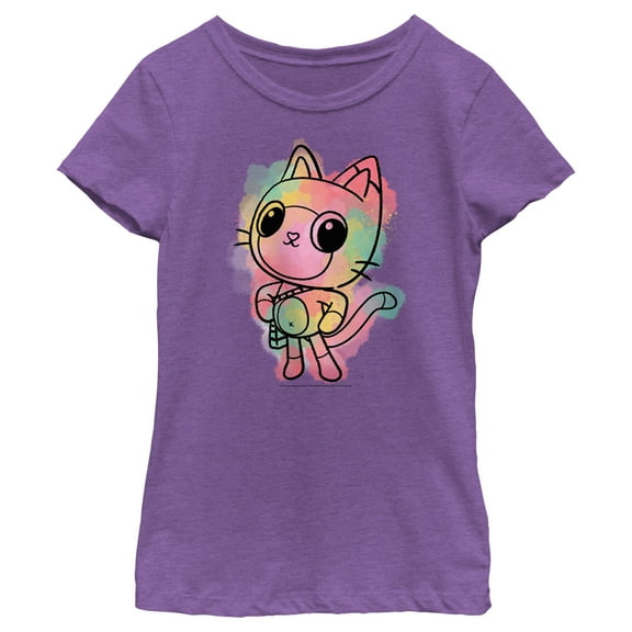 Girl's DreamWorks: Gabby's Dollhouse Colorful Pandy Paws  Graphic Tee Purple Berry X Small