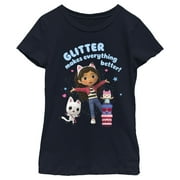 Girls DreamWorks Gabbys Dollhouse Glitter Makes Everything Better Group Graphic Tee Navy Blue X Small
