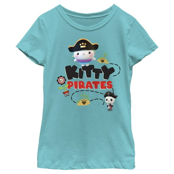 Girl's DreamWorks: Gabby's Dollhouse Kitty Pirates Graphic Tee Tahiti Blue Small