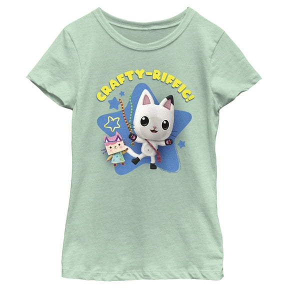 Girl's DreamWorks: Gabby's Dollhouse Pandy Paws Crafty-Riffic Graphic Tee Mint Small