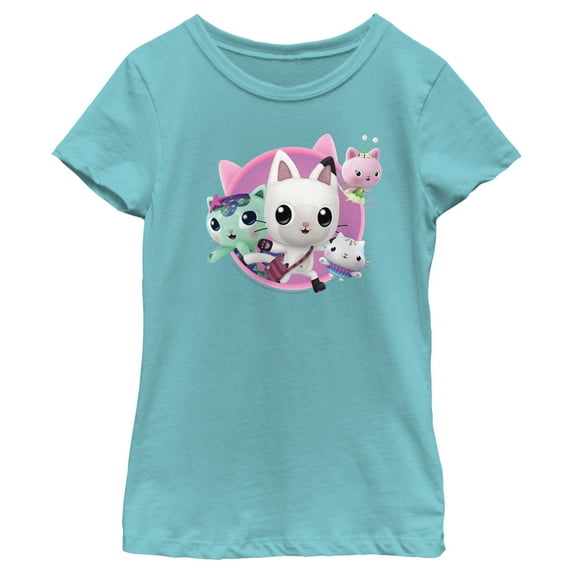 Girl's DreamWorks: Gabby's Dollhouse Pandy Paws and Friends Graphic Tee Tahiti Blue Large