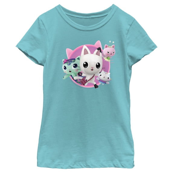 Girl's DreamWorks: Gabby's Dollhouse Pandy Paws and Friends Graphic Tee Tahiti Blue Medium
