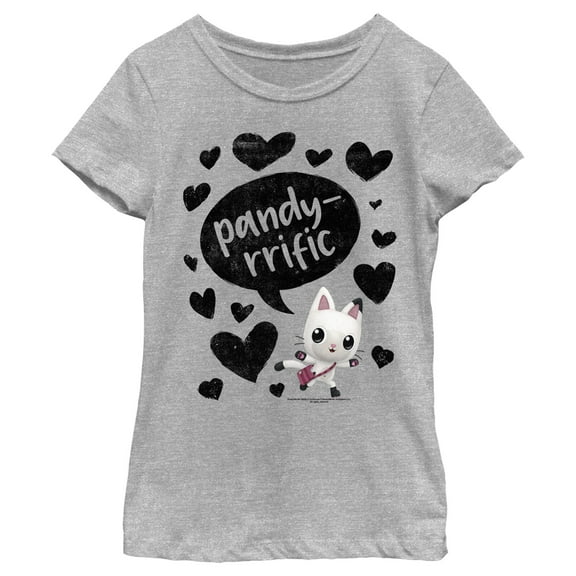 Girl's DreamWorks: Gabby's Dollhouse Pandy-rrific Hearts Graphic Tee Athletic Heather X Small