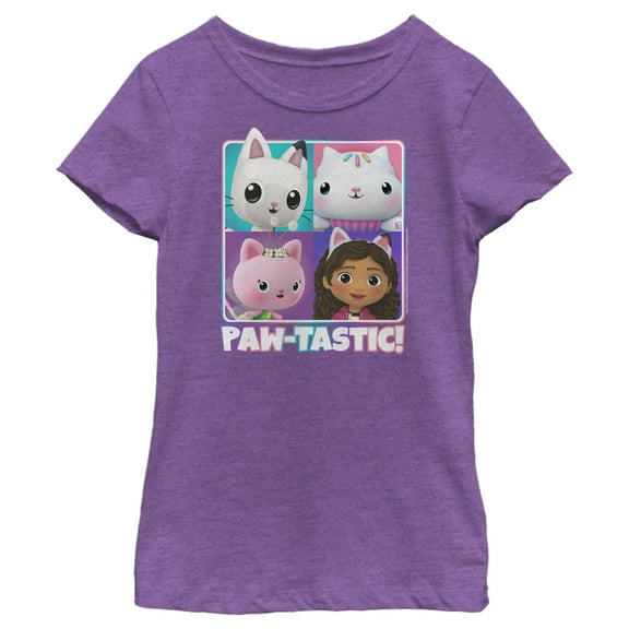 Girl's DreamWorks: Gabby's Dollhouse Pawtastic Panels  Graphic Tee Purple Berry X Small