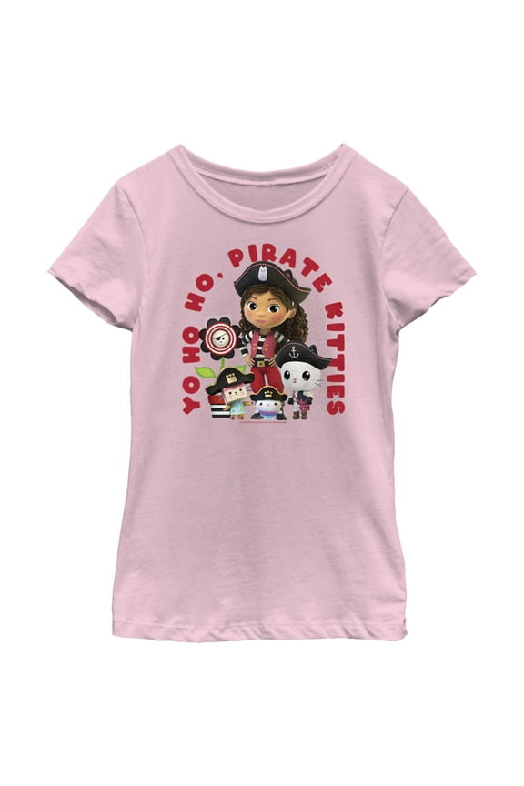 Girl's DreamWorks: Gabby's Dollhouse Yo Ho Ho Pirate Kitties Graphic Tee Light Pink Large
