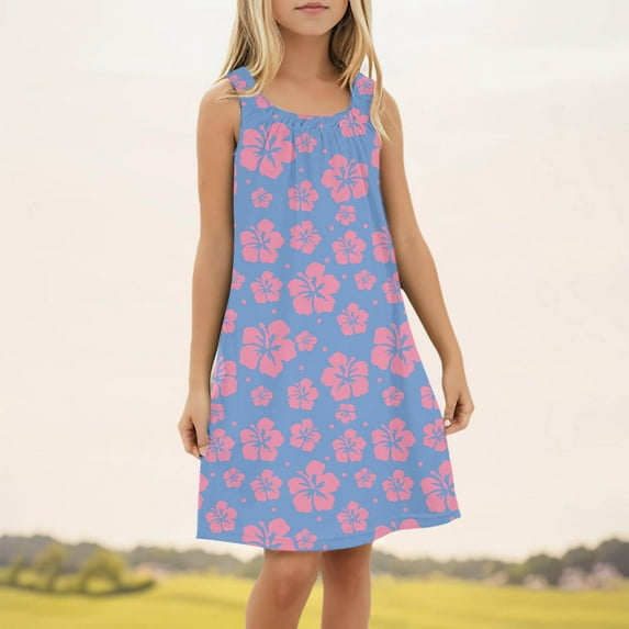 Girl's Dresses Beach Swim Cover Up Summer Sleeveless Tank Kids Clothes