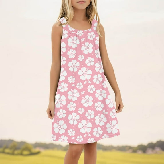 Girl's Dresses Beach Swim Cover Up Summer Sleeveless Tank Kids Clothing