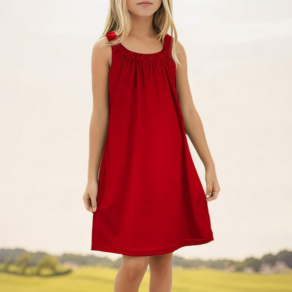 Girl's Dresses Beach Swim Cover Up Summer Sleeveless Tank Kids Outfits